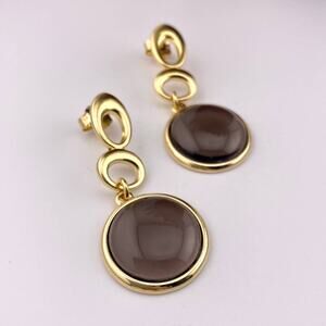 Genuine Smoky Quartz 18k Gold Plated Earrings
